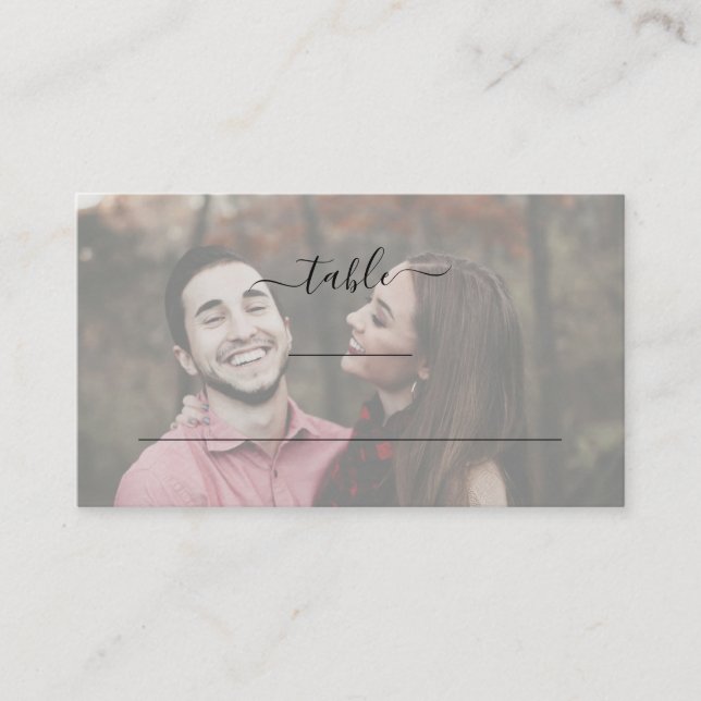 Tarjeta De Mesa Moderno y elegante Boda de fotos simple plana (Anverso)