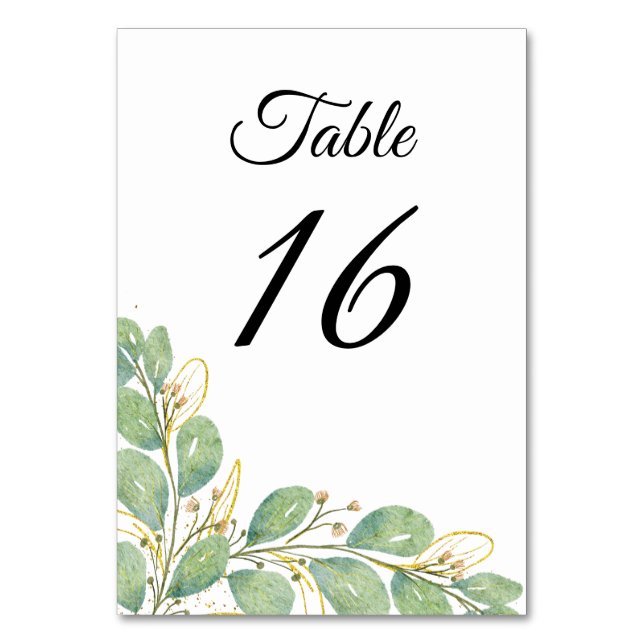 Tarjeta De Mesa Moderno y elegante Boda de la vegetación eucaliptu (Anverso)