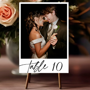 Tarjeta De Mesa Moderno y elegante Boda fotográfico de guiones de 