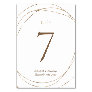 Tarjeta De Mesa Moderno y elegante Boda Geométrico Gold Number