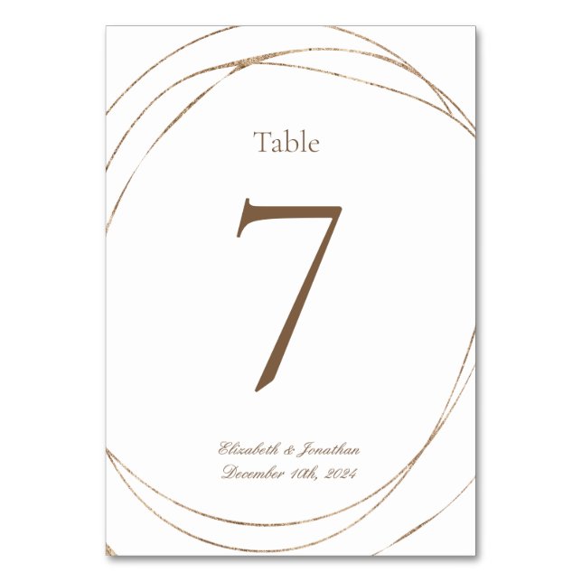 Tarjeta De Mesa Moderno y elegante Boda Geométrico Gold Number (Anverso)