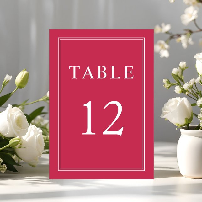 Tarjeta De Mesa Moderno y elegante Boda magenta formal (Modern Elegant Formal Magenta Wedding Table Number)