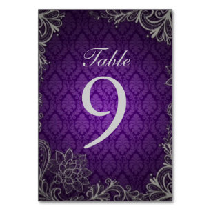 Tarjeta De Mesa moderno y elegante boda púrpura de damasco