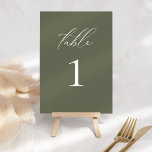 Tarjeta De Mesa Moderno y elegante guión Boda de oliva número de t<br><div class="desc">¡Esta bonita invitación es parte de toda una colección! Combina y combina colores y guau a sus huéspedes con estos bellos y clásicos diseños.</div>