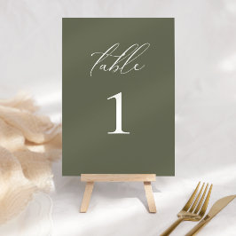 Tarjeta De Mesa Moderno y elegante guión Boda de oliva número de t