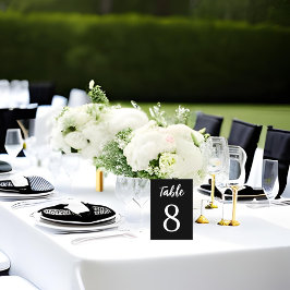Tarjeta De Mesa Moderno y elegante mate negro Boda blanco