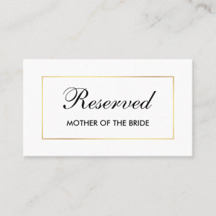 Tarjeta De Mesa Moderno y elegante nombre reservado de Boda blanco
