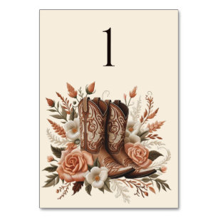 Tarjeta De Mesa Moderno y elegante País Occidental - Flores