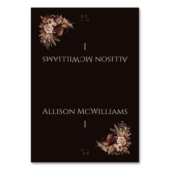 Tarjeta De Mesa Moderno y elegante País Occidental - Icono de la c (Anverso)