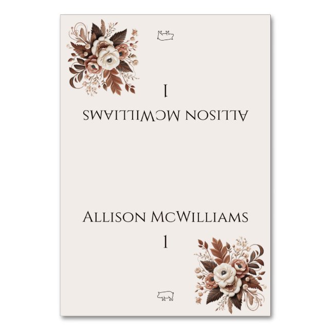 Tarjeta De Mesa Moderno y elegante País Oeste - Icono floral-cerdo (Anverso)