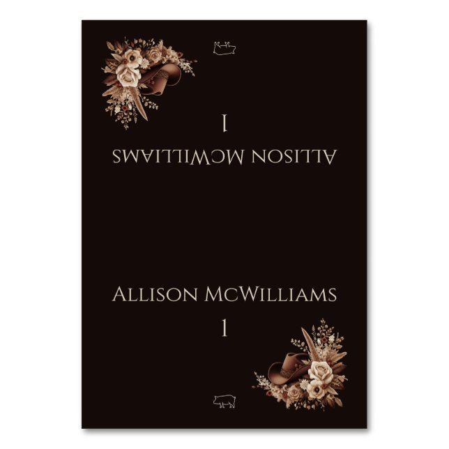 Tarjeta De Mesa Moderno y elegante País Oeste - Icono floral-cerdo (Anverso)