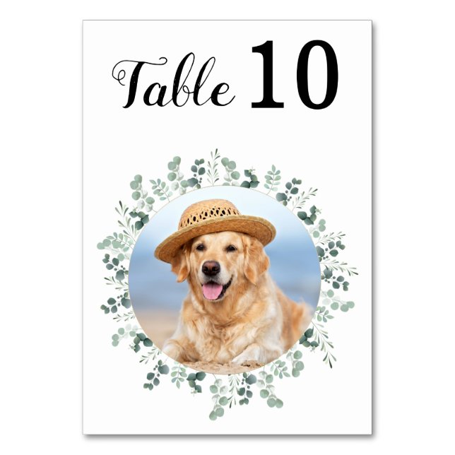 Tarjeta De Mesa Moderno y elegante Personalizado Eucalyptus Boda d (Anverso)