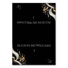 Tarjeta De Mesa Moderno y elegante vegetariano negro y dorado