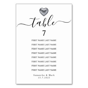 Tarjeta De Mesa Moderno y simple Boda de tipografía de corazón pla