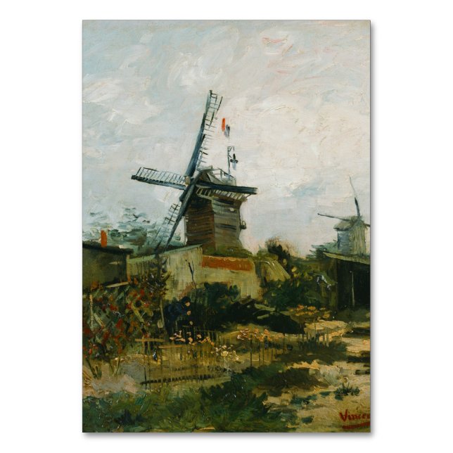 Tarjeta De Mesa Molinos de viento en Montmartre por Vincent Van Go (Anverso)