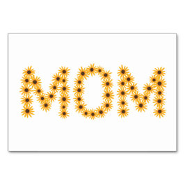 Tarjeta De Mesa MOM escrito con girasoles, lecturas