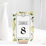 Tarjeta De Mesa Monograma blanco de limón floral<br><div class="desc">Este diseño de número de mesa Boda blanco de monograma de limón floral es una excelente elección para crear una estética elegante y hermosa para su boda u otra ocasión especial. El blanco clásico, con una sofisticada tipografía negra y caligrafía de moda, le da un toque de modernidad a la...</div>