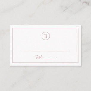 Tarjeta De Mesa Monograma Boda de Rosa simple y polvoriento
