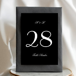 Tarjeta De Mesa Monograma de caligrafía Boda formal blanco y negro
