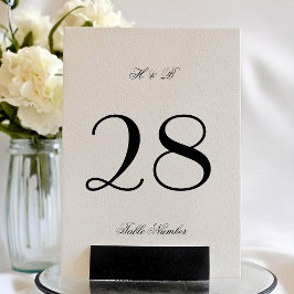 Tarjeta De Mesa Monograma de caligrafía Boda formal blanco y negro