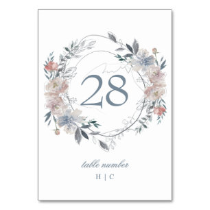 Tarjeta De Mesa Monograma de color húmedo floral romántico