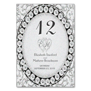 Tarjeta De Mesa Monograma de elegancia plateado