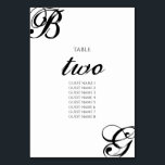 Tarjeta De Mesa Monograma de escritura en blanco y negro Boda<br><div class="desc">Este diseño presenta las iniciales de la novia y el novio como el principal objetivo del diseño. Las iniciales personalizadas del guión mediante la tipografía del tipo de letra del guión crean una combinación perfecta de modernidad y elegancia. Un diseño simple de número de tabla boda minimalista personalizado con monograma...</div>