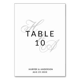 Tarjeta De Mesa Monograma de letra script elegante moderno para bo