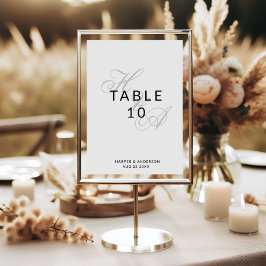 Tarjeta De Mesa Monograma de letra script elegante moderno para bo