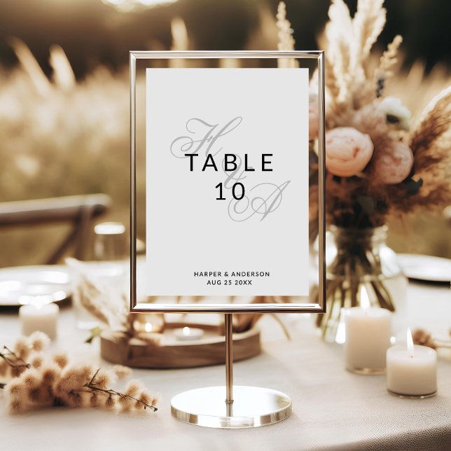 Tarjeta De Mesa Monograma de letra script elegante moderno para bo (Subido por el creador)