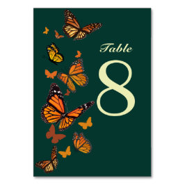 Tarjeta De Mesa Monograma de mariposa monarca de boda otoño
