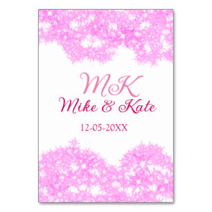 Tarjeta De Mesa Monograma de nombre de pareja fecha brillo destell