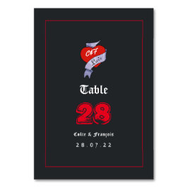 Tarjeta De Mesa Monograma del Boda de roca y rollo