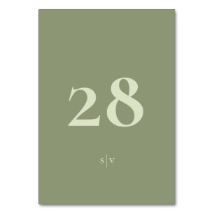 Tarjeta De Mesa Monograma Elegante Moss Sage Green Boda