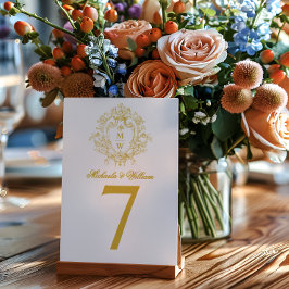 Tarjeta De Mesa Monograma Elegante Vintage Regencia Boda