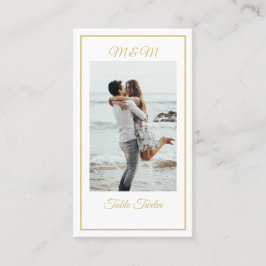 Tarjeta De Mesa Monograma Foto Oro Elegante Número de Mesa