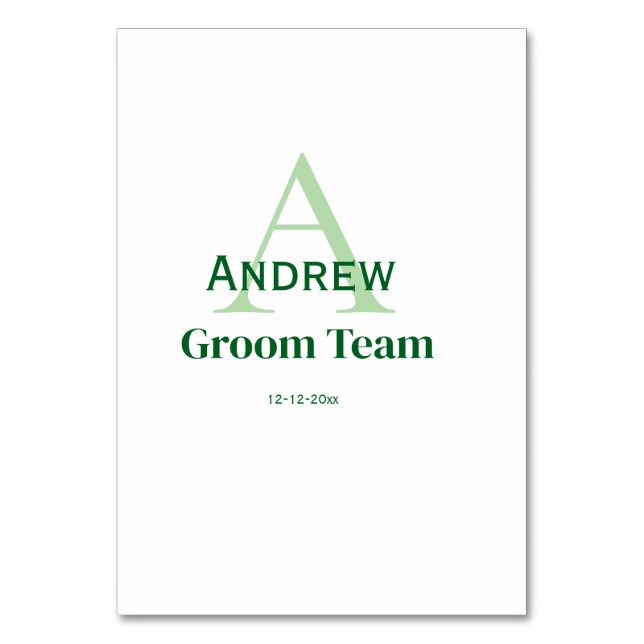 Tarjeta De Mesa monograma personalizado sencillo para equipo del n (Anverso)