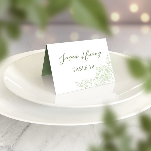 Tarjeta De Mesa Monograma Ranunculus Boda Place Card (FRONT)