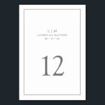 Tarjeta De Mesa Monograma Simple de Color Gris Oscuro Elegante par<br><div class="desc">Número de mesa de boda simple con un diseño elegante y atemporal con su monograma de dos letras, nombres, fecha y número de mesa rodeados de un borde delgado. Todos los elementos del diseño son gris medio sobre un fondo blanco y pueden cambiarse a cualquier color que desee en la...</div>