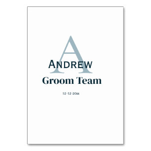 Tarjeta De Mesa monograma simple personalizado equipo del novio pa