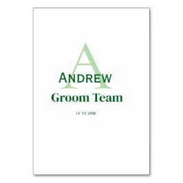 Tarjeta De Mesa monograma simple personalizado equipo del novio pa