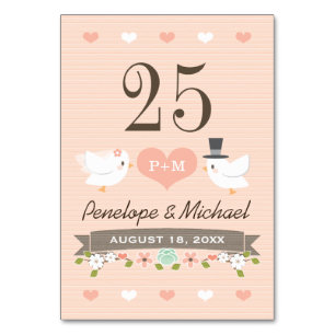 Tarjeta De Mesa Monogrammed Blus Love Birds Dove Table Number