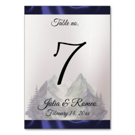 Tarjeta De Mesa Montaña acuarela y Boda de cinta