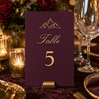 Tarjeta De Mesa Montaña Ciruela Oscura| Oro
