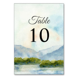 Tarjeta De Mesa Montañas de acuarela rústica Boda de Invierno del 