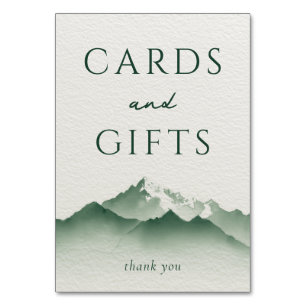 Tarjeta De Mesa Montañas Tranquilas de Acuarela Verde