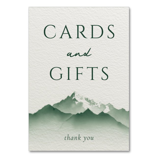 Tarjeta De Mesa Montañas Tranquilas de Acuarela Verde (Anverso)