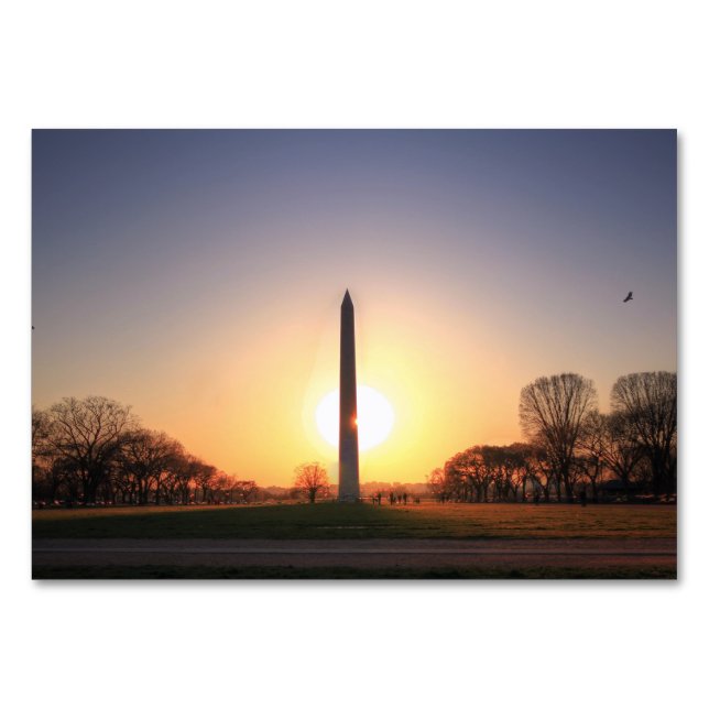 Tarjeta De Mesa Monumento a Washington al atardecer (Anverso)