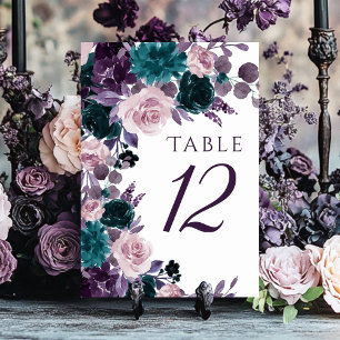 Tarjeta De Mesa Moody Boho   Buquete Floral Púrpura De Plomera De 