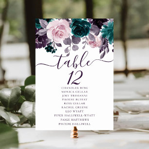 Tarjeta De Mesa Moody Boho   Denominación de invitado púrpura y Ve